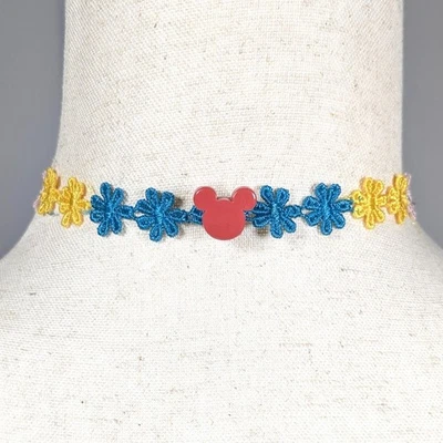 Disney X Junk Food Multicolor Floral Choker Necklace Plastic Mickey Mouse 14in - Image 1 of 4