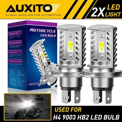 2X AUXITO H4 9003 LED Bulb Hi/Lo Beam White Motorcycle Headlight High Power EOA - Image 1 of 4