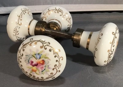 2件套瓷制门把手,维多利亚时代,完美 — 第 1/4 张图片