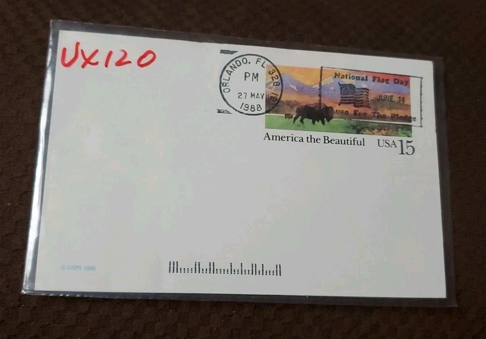 US 1988 #UX120 - 15 cent Buffalo AMERICA THE BEAUTIFUL Post Card Franked Orlando - Image 1 of 2