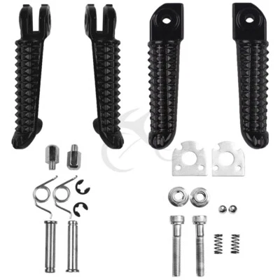 Black Driver Passenger Footpeg Pegs Fit For Yamaha YZF R1 1998-2025 R6 2003-2020 Foto 1 de 4