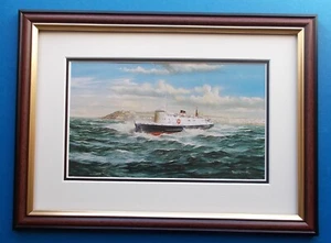 FRAMED SHIPPING PRINT LADY OF MANN SAILS FROM DOUGLAS - Picture 1 of 2