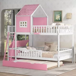 Farmhouse Style Full Over Full House Bunk Bed wTwin Size Bedframe - New in boxes - Picture 1 of 10