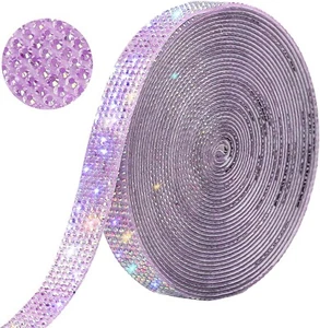 Violet AB Rhinestone Ribbon Crystal Strips 6Yards Bling DIY Crafts Self Adhesive - Picture 1 of 5