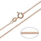 9ct Rose Gold Plated Sterling Silver Box Chain Necklace 1mm 14" 16" 18" 20" 22" 