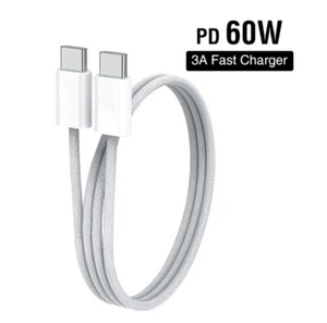 3 Ft USB C to USB C, 60W Fast Charging & Data SYNC Charger Cable Cord. - Picture 1 of 9