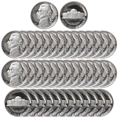 1988 S Jefferson Nickel Gem Deep Cameo Proof Roll 40 US Coins Cover