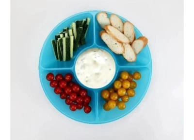 new Mainstays 5-Compartment Acrylic Chip and Dip Serving Tray, Blue 15" - Image 1 of 4