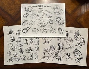 Original Disney Set Of 3 Dumbo Timothy Mouse Ringmaster Model Sheet 1941 - Picture 1 of 4