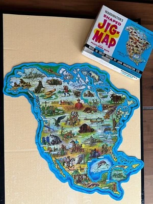 Original vintage 1960s Waddington’s Jig-Map Puzzle No. 567 “North America” compl - Bild 1 von 4