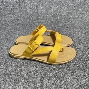 Crocs Tulum Toe Post Sandal Women's Sz 9 Canary Tan - Picture 1 of 10