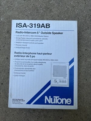 NIB Nutone ISA-319 Outdoor Patio Intercom Speaker IM3303 IMA3303 IM-3003 IS-319 - Image 1 of 2