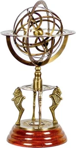 Solid Brass Armillary 18" Sphere World Globe Desktop Table Decor Lion Armillary - Picture 1 of 6