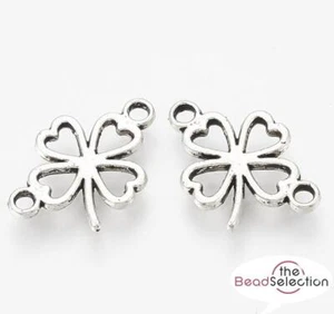 20 VIER BLATTKLEE SCHMUCK STECKER LINKS CHARMS 15 MM VERSILBERT C244 - Bild 1 von 3