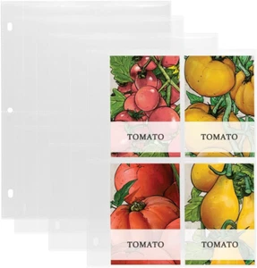 Baskiss 100 Pockets Garden Seeds Storage Sleeves, 4 Pocket Pages 9.1 X 13.4 Cm,