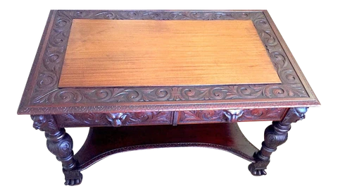 Early 20th century Mahogany Library Table, Partners Desk, B.C. Co. No. 690 Cover