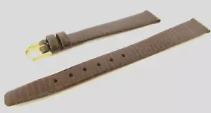 Braun Eidechsenmaserung Leder 12 mm Uhrenarmband Band goldfarbene Schnalle - Bild 1 von 5