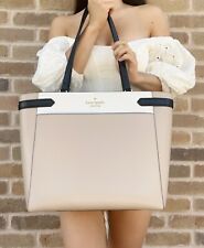 Kate Spade Staci Laptop Tote Large Shoulder Bag Warm Beige Leather Handbag