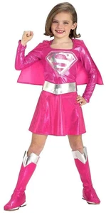 Pink Supergirl Super Girl Superman Superhero Fancy Dress Halloween Child Costume - Picture 1 of 10