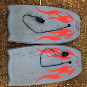 Two Vintage Morey Boogie Boards Vintage Rare Flame Design With Straps - Picture 1 of 9