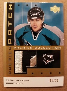 2002-03 UD Premier Collection PATCH 1/25 Teemu Selanne PC-TS RARE!! 1st One Made