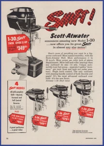 Vintage 1950 SCOTT-ATWATER Shift Twin Outboard Motor Boating 50's Print Ad - Picture 1 of 1