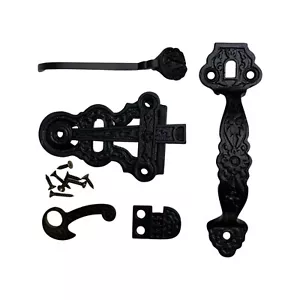 Eastlake Vintage Victorian Thumb Latch Set in Cast Iron Antique Style - Picture 1 of 5