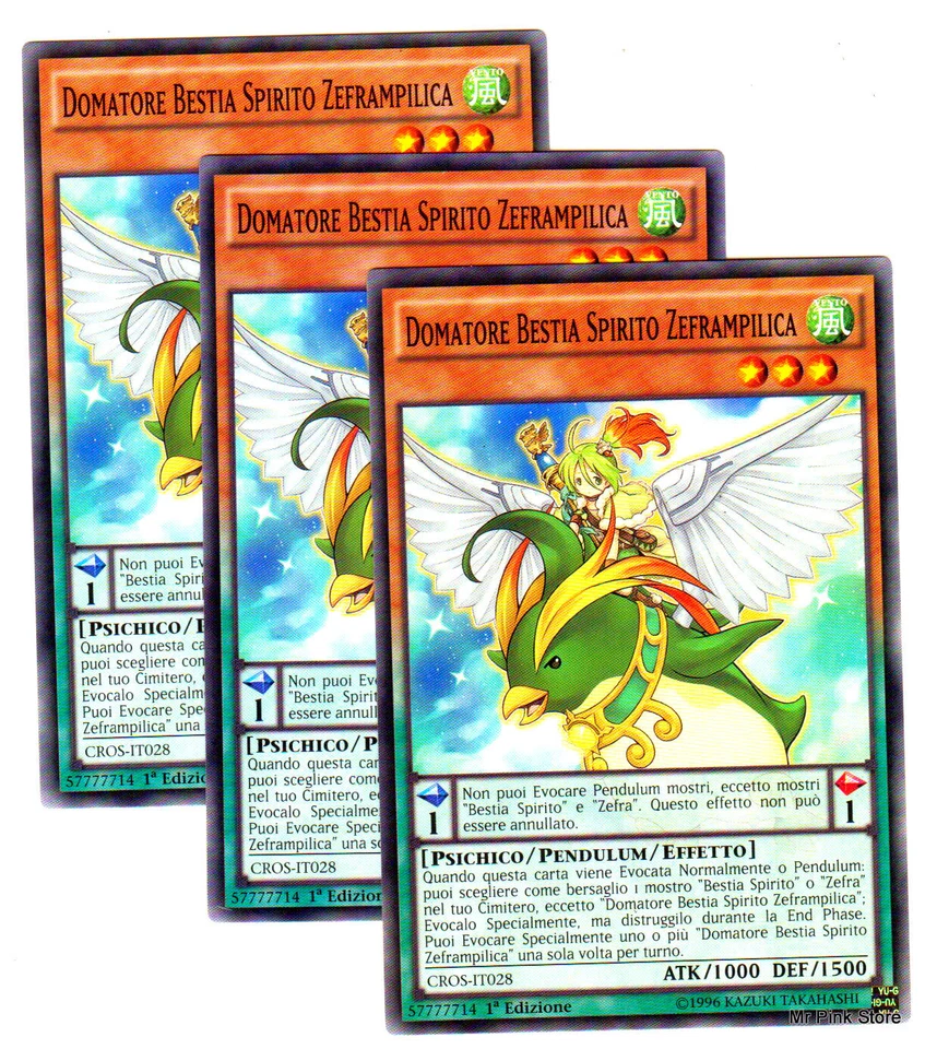 set 3x DOMATORE BESTIA SPIRITO ZEFRAMPILICA CROS-IT028 Comune Pendulum YUGIOH - Immagine 1 di 1