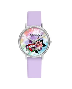 Ed Hardy Ladies Mul(Prt)/Lilac Plain Watch Analog - Picture 1 of 2