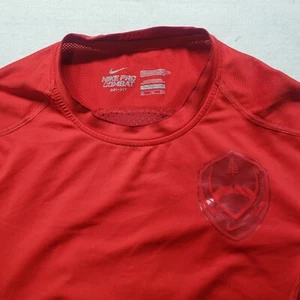 Nike Pro Combat Dri Fit Red Shirt Short Half Sleeve Red Fitted Youth 2XL XXL - Picture 1 of 7