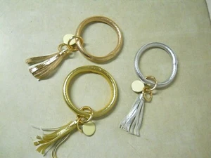 Metallic Leatherette Bangle Bracelet Wristlet Key Rings Keychain Choose UR Color - Picture 1 of 7