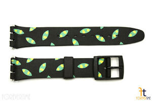 17mm Men's Green/Yellow Oval Shape Watch Band Strap fits SWATCH watches
