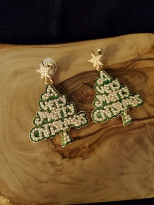 Pendientes de Navidad - Pendientes colgantes de perlas de árbol de Navidad Foto 1 de 4