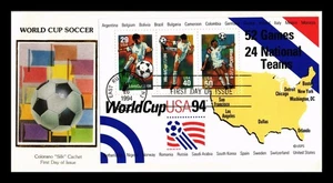 Dr Jim Stamps US World Cup Soccer 1994 Souvenir Sheet Colorano Silk FDC - Picture 1 of 2