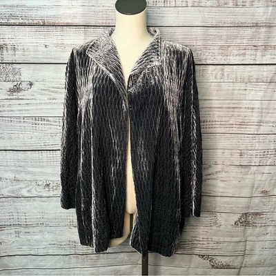 Eileen Fisher 2X Crushed Velvet Open Evening Jacket Silk Gray - Image 1 of 4
