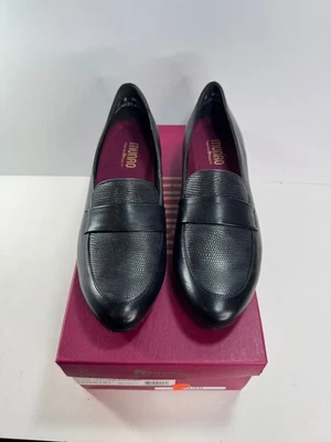 Munro Black Leather Lizard Kiera Slip On Loafer Shoes sz 10 NIB - Image 1 of 4