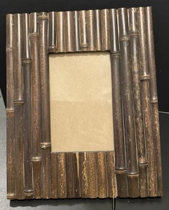 Bamboo Picture Frame Wood Tiki Style 4” X 6” - Picture 1 of 7