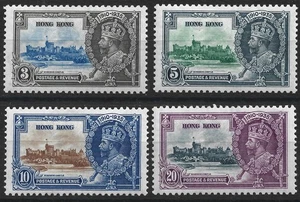 HONGKONG 1935 4er Set Silber Jubiläumsausgaben, postfrisch montiert. (6) - Bild 1 von 1
