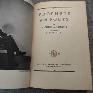 1935 PROPHETS AND POETS BOOK BY ANDRE MAUROIS - FIRST EDITION Illustrated - Picture 1 of 13
