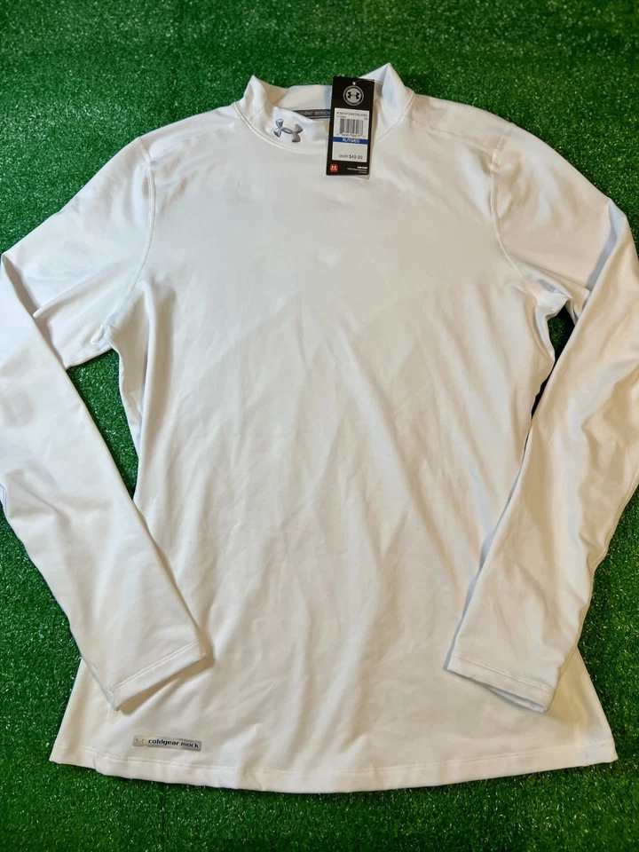 Under Armour White ColdGear Mock Neck Fitted Base Layer Top 1215968 Womens XL