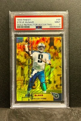 #35 STEVE McNAIR TOPPS FINEST 1999 GOLD REFRACTOR w/ COATING PSA 9 #/100 OILERS - Image 1 of 2