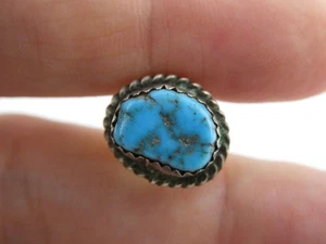 Southwestern Unmarked Sterling Silver Turquoise Lapel Pin 2.7g 14.8mm Length - Picture 1 of 22