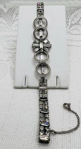 Vintage Signed Kramer of New York Baguette Rhinestone Tennis Bracelet - Picture 1 of 12