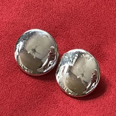 Vintage Gold Tone Dome Shape Clip On Earrings, Classic Button Design, Estate - Image 1 of 3