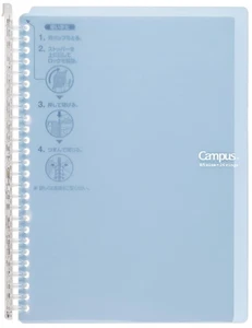 Campus Ring Binder, B5 Light Blue Refillable Binder Notebook 26 Holes with 10... - Foto 1 di 9