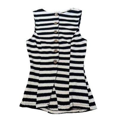 Chaleco tejido estructurado delantero con botones Maeve Anthropologie a rayas para mujer XS Foto 1 de 4