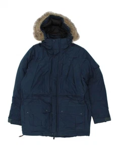 L.L.BEAN Mens Hooded Windbreaker Jacket UK 38 Medium Navy Blue Polyester MD01 - Picture 1 of 4