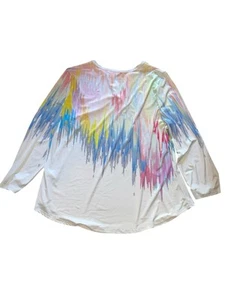 Lily by Firmiana Tunic Womens 3XL Colorful Long  Bell Sleeves V-Neck Lightweight - Picture 1 of 7