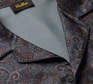 PVP £1.500 Sulka para Dunhill Paisley Seda Pijama Set - Talla L - Imagen 1 de 8