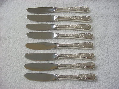 Antiguo Maryland Grabado por Kirk Plata Esterlina Esparcidor de Mantequilla HH Moderno Juego de 8 Foto 1 de 4